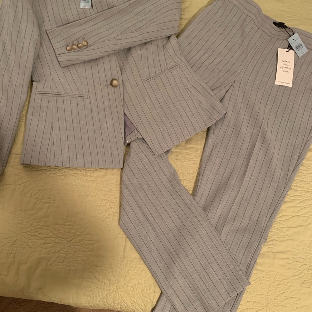Women's Pinstripe Suit Set in Gray